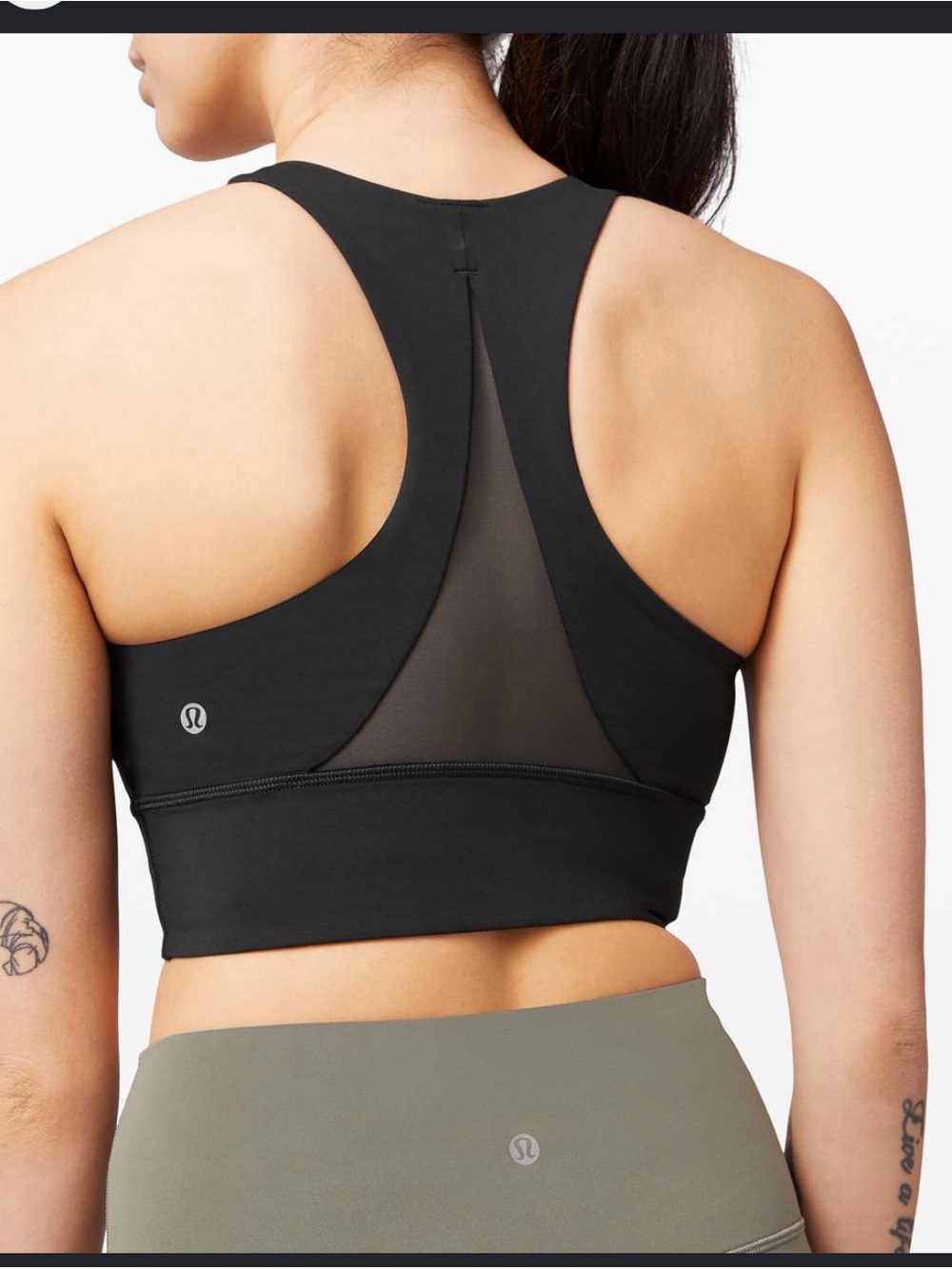 lululemon athletica Black Racerback Sports Bra with Mesh Panel